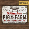 uni Pig Farm Fresh Bacon White Rectangle Metal Sign Custom Text