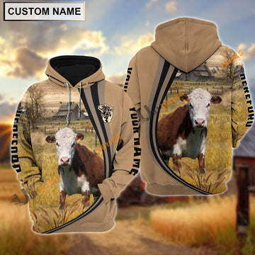 Uni Hereford Grey Farming Personalized Name Hoodie