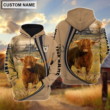 Uni Highland Grey Farming Personalized Name Hoodie