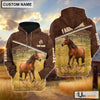 Uni Horse On Farm Leather Pattern Personalized Hoodie