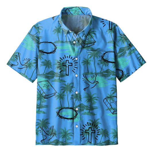 UniJames Christian Blue Hawaiian Shirt