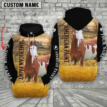 Uni Personalized Name American Paint Horse House On The Farm 3D Hoodie