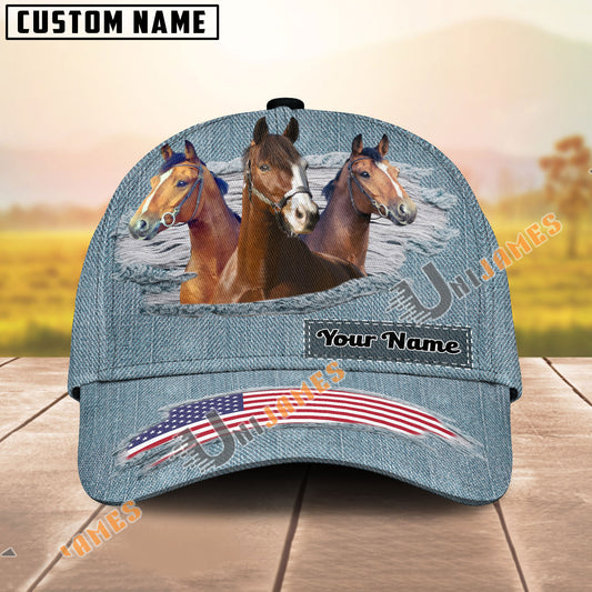 Unijames Warmblood USA Flag Jeans Pattern Personalized Name Cap