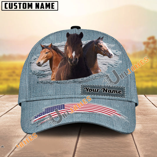 Unijames Hackney USA Flag Jeans Pattern Personalized Name Cap