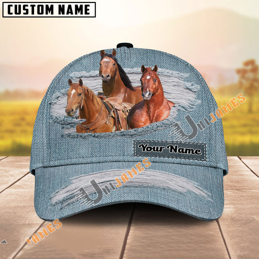 Unijames American Quarter Horse Scratch Jeans Pattern Personalized Name Cap
