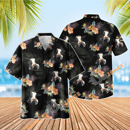 UniJames Holstein Black Aloha Hawaiian Shirt