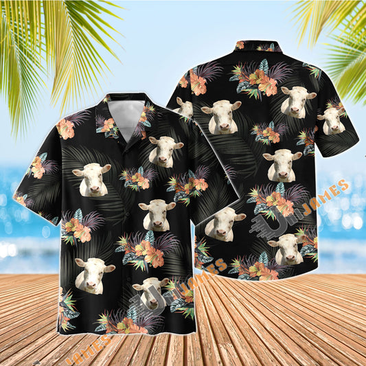 UniJames Charolais Black Aloha Hawaiian Shirt