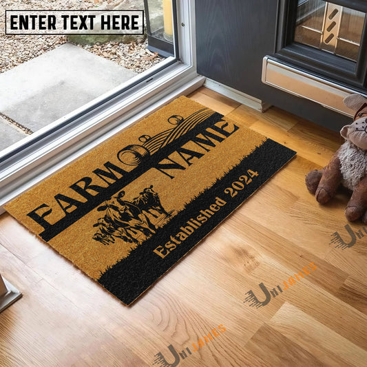 Uni Holstein Straw Roll Custom Farm Name Custom Year Coir Doormat