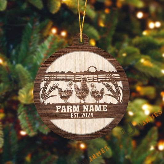 Uni Chicken Sunshine Field Wooden Pattern Custom Shape Acrylic Ornament