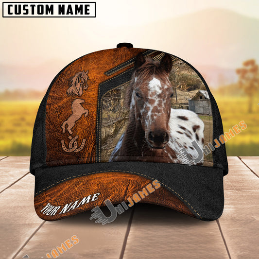 Uni Appaloosa Dark Brown Leather Pattern Personalized Name Cap