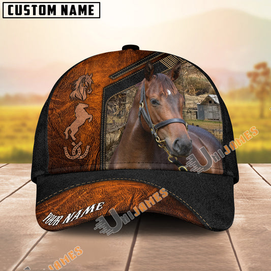 Uni Morgan Dark Brown Leather Pattern Personalized Name Cap