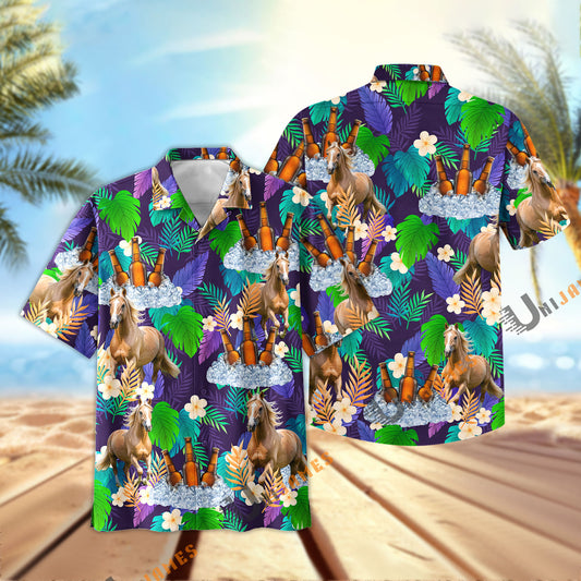 UniJames Horse Beer Summer Time Hawaiian Shirt