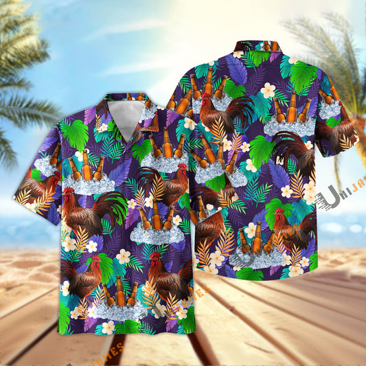 UniJames Chicken Beer Summer Time Hawaiian Shirt