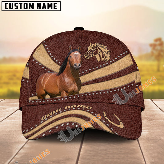 Unijames American Quarter Horse Brown Leather Dot Pattern Personalized Name Cap