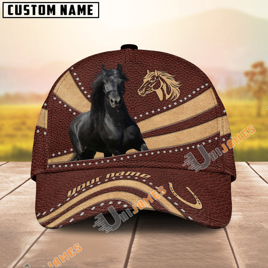 Unijames Friesian Brown Leather Dot Pattern Personalized Name Cap