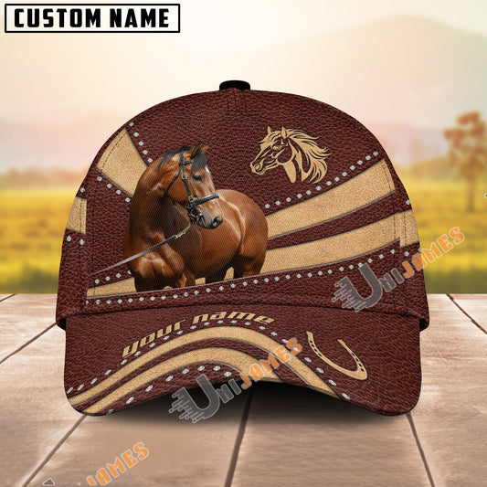 Unijames Thoroughbred Brown Leather Dot Pattern Personalized Name Cap
