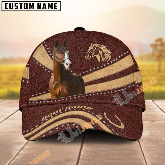 Unijames Warmblood Brown Leather Dot Pattern Personalized Name Cap