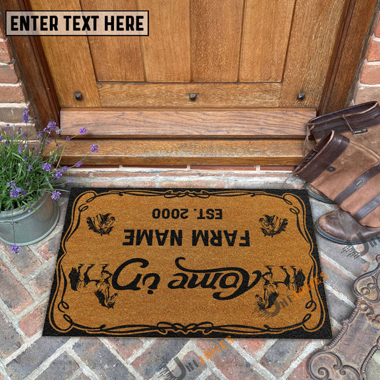 Uni Horse Funny Come In Go Away Custom Farm Name Custom Year Coir Doormat