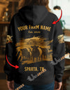 Uni Personalized Name & Farm Name Black Cattle Hoodie