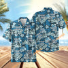 UniJames Custom Logo, Farm Name Dark Blue Flower Hawaiian Shirt