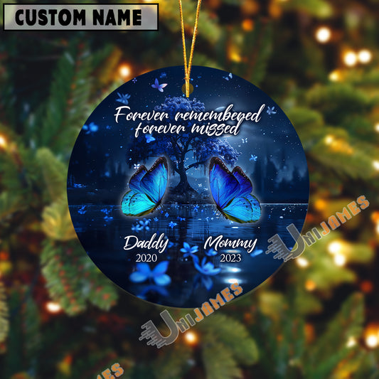 UniJames Personalized Forever Remembered Blue Butterfly Memorial Acrylic Ornament