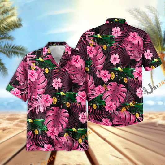 UniJames Pink Breeze Tractor Hawaiian Shirt