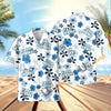 UniJames Custom Logo, Farm Name Blue Floral Pattern Hawaiian Shirt