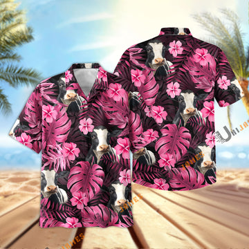 UniJames Pink Breeze Holstein Hawaiian Shirt