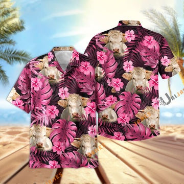 UniJames Pink Breeze Charolais Hawaiian Shirt