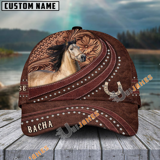 Unijames Dun Buckskin Carving Leather Pattern Personalized Name Cap