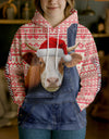 Uni Personalized Name & Farm Name Merry Christmas Cow Hoodie