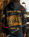 Uni Personalized Name & Farm Name Black Cattle Hoodie