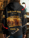 Uni Personalized Name & Farm Name Black Cattle Hoodie