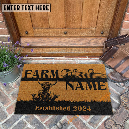 Uni Highland Straw Roll Custom Farm Name Custom Year Coir Doormat