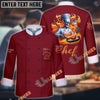 Unijames Skull Fire Chef Multicolor Option Custom Name Long Sleeve Chef Jacket (4 Colors)