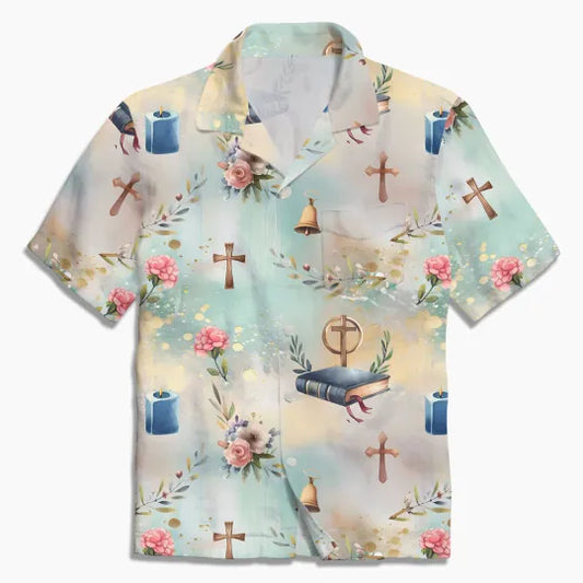 UniJames Bible Cross And Candle Christian Hawaiian Shirt