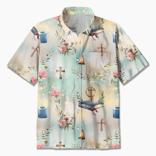 UniJames Bible Cross And Candle Christian Hawaiian Shirt