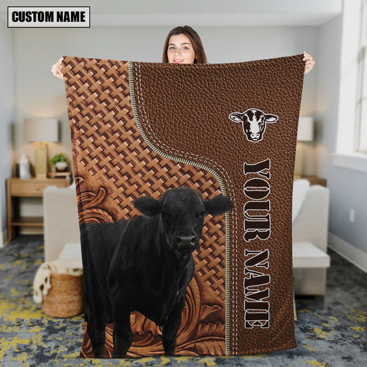Uni Black Angus Farming Pattern Customized Name 3D Blanket