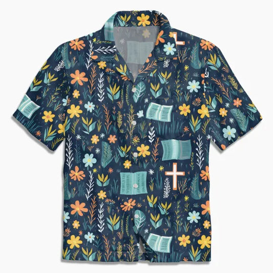 UniJames Boho Floral Bible Cross Christian Hawaiian Shirt