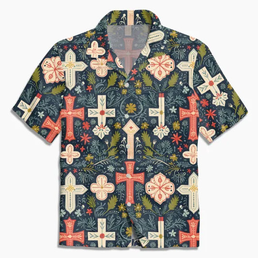 UniJames Boho Floral Cross Christian Hawaiian Shirt