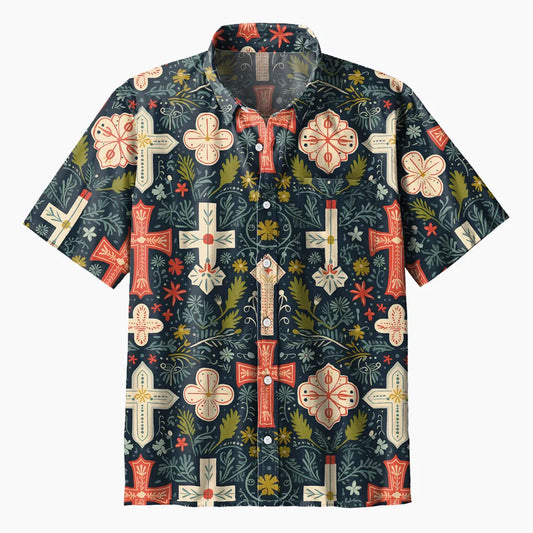 UniJames Boho Floral Cross Christian Hawaiian Shirt