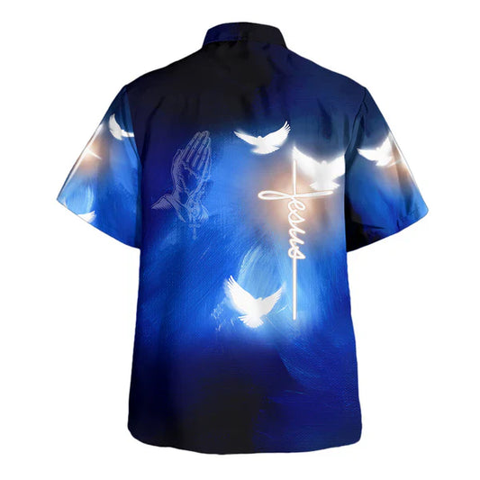 UniJames Christian Cross And White Doves Hawaiian Shirt - Christian Hawaiian Shirt - Religious Hawaiian Shirts