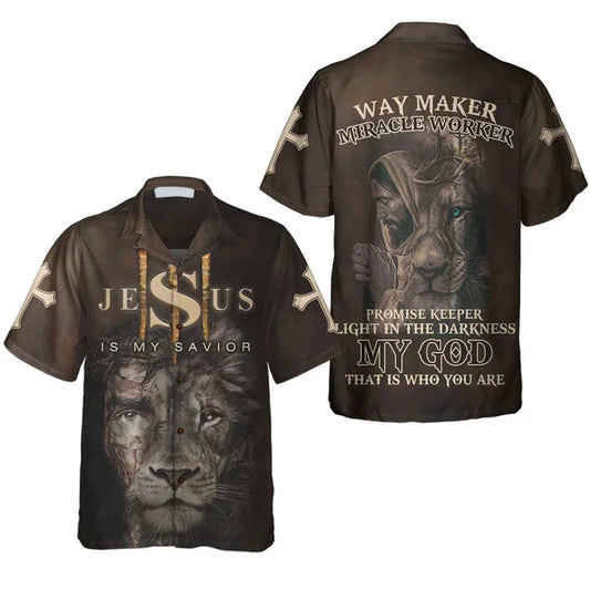 UniJames Christian Shirt, Jesus Is My Savior Hawaiian Shirt - Christian Hawaiian Shirt for Men Women