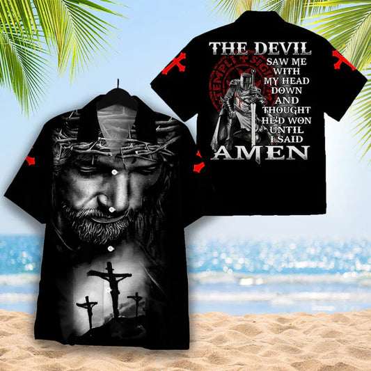 UniJames Christian Shirts, The Devil Saw Me With My Head Down Hawaiian Shirt - Christian Hawaiian Shirt for Men Women