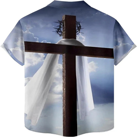 UniJames Cross Scarf Christian Hawaiian Shirt - Hawaiian Beach Shirts for Men Women