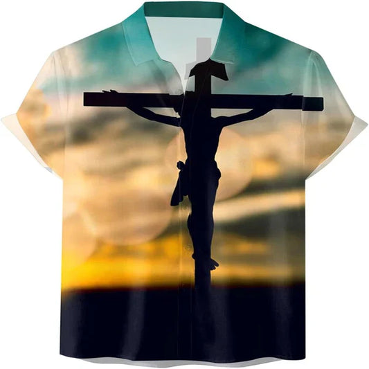 UniJames Crucifixion Of Jesus Christian Hawaiian Shirt - Hawaiian Beach Shirts for Men Women