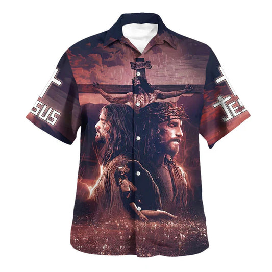 UniJames Cross Eagle One Nation Under God Hawaiian Shirt - Christian Hawaiian Shirt - Religious Hawaiian Shirts
