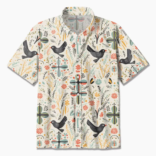 UniJames Dove Cross Boho Christian Hawaiian Shirt