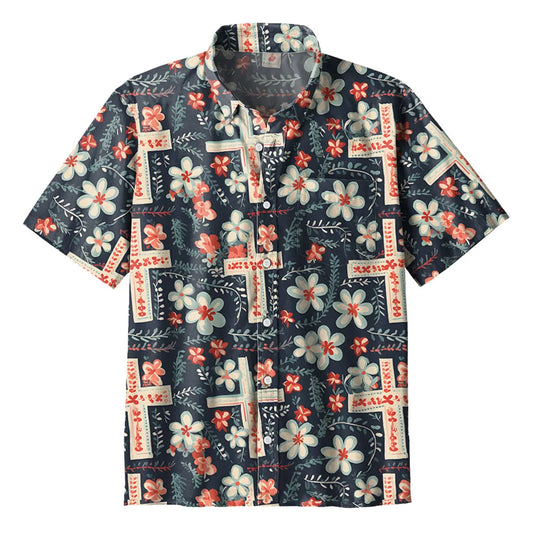 UniJames Faith Cross Boho Christian Hawaiian Shirt