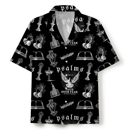 UniJames Faith Over Fear Black Christian Hawaiian Shirt